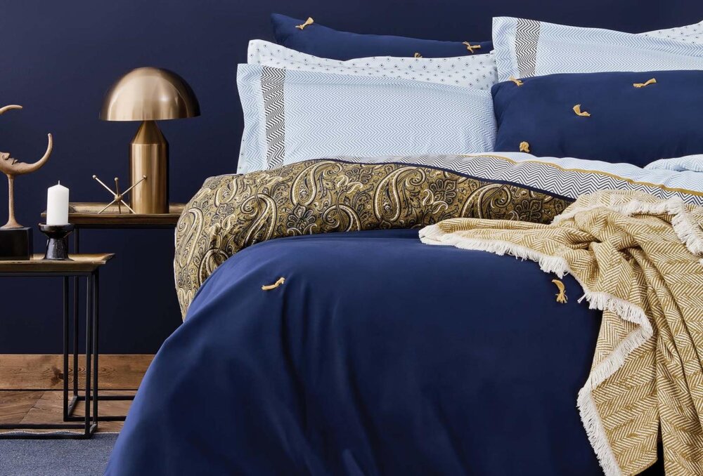 Набор из 8-ти предметов Queen Size Valeri, цвет Navy Blue — изображение 3