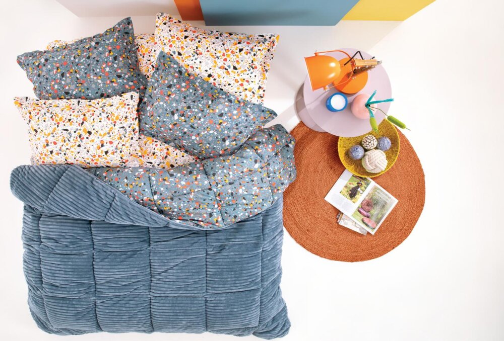 Постельное белье Queen Size Terazzo Triola Set, цвет Indigo (Индиго) — изображение 1